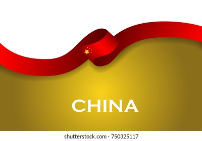 China sport style flag ribbon classic style. Vector Illustration