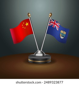 China and ST. Helena table flags relation with gradient backgrund