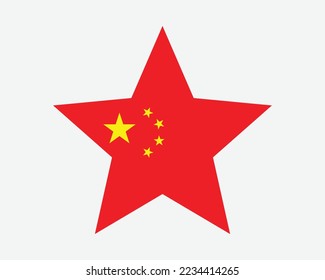 China Star Flag. Chinese Star Shape Flag. PRC Country National Banner Icon Symbol Vector 2D Flat Artwork Graphic Illustration svg