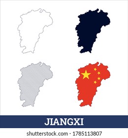 China State Jiangxi Map with flag vector