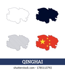 China State Qinghai Map with flag vector