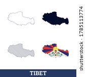 China State Tibet Map with flag vector