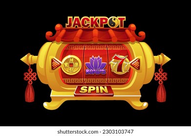 China style Casino slot machine game. Interface Slot Machine and button
