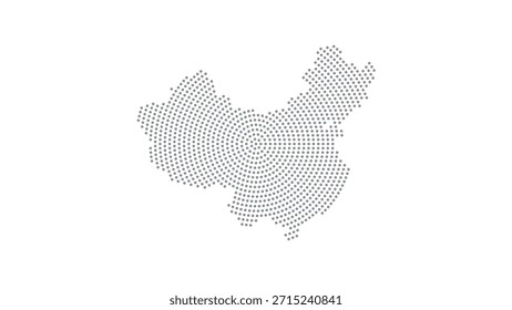 China Mapa de puntos de semitono estilizado con patrón circular concéntrico