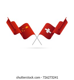 China and Switzerland flags. Vector illustration.
