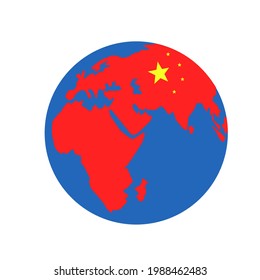 china symbol on earth vector image. China rules the world. china flag dominated the world