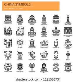 China Symbols , Thin Line and Pixel Perfect Icons