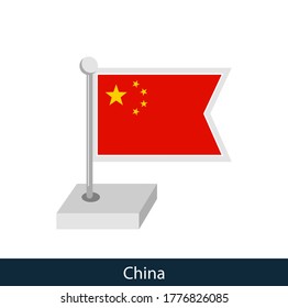 China Table Flag. Flat style. Vector.