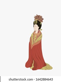 China Tang Dynasty. Ancient Lady Illustration.