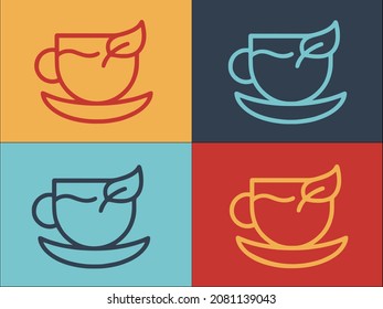 China Tea Cup Logo Template, Simple Flat Icon of cup,background,china