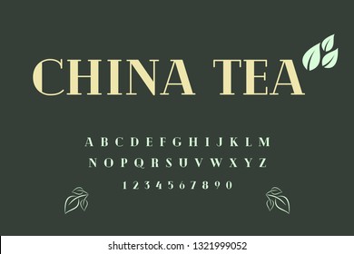 China tea. Vector of Creative Modern Alphabet Letters and numbers, Creative linear stylized rounded fonts, Minimal Letters set for Futuristic, Broken, universal, Branding & Identity
