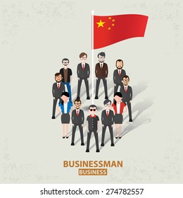 China teamwork,businessman design on old background,clean vector
