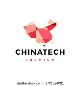 ilustración del icono del vector del logotipo de baja polilla de tecnología de china