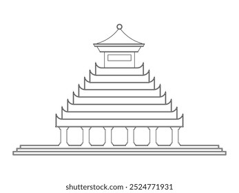 China temple pavilion Chinese structure architectural oriental style building ancient historical place design icon set
