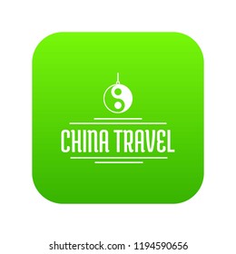 China tourism icon green vector isolated on white background