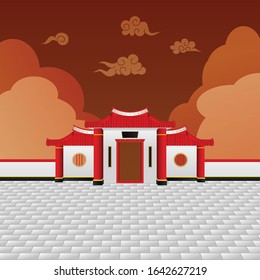 Diseño vectorial de la puerta de la ciudad de China, Puerta china