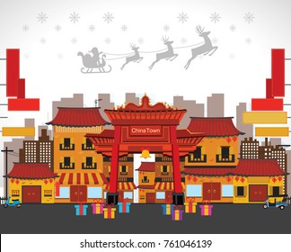 China town in night christmas