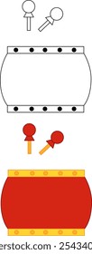 China traditional drums. vector cartoon isolated illustration. China Asia New year