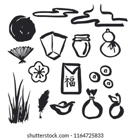 China traditional symbols, doodle set. vector illustration.