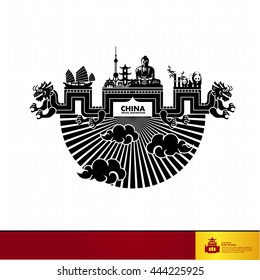 China travel destination black concept