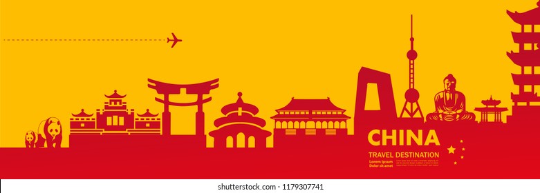 China Travel Destination Vector.