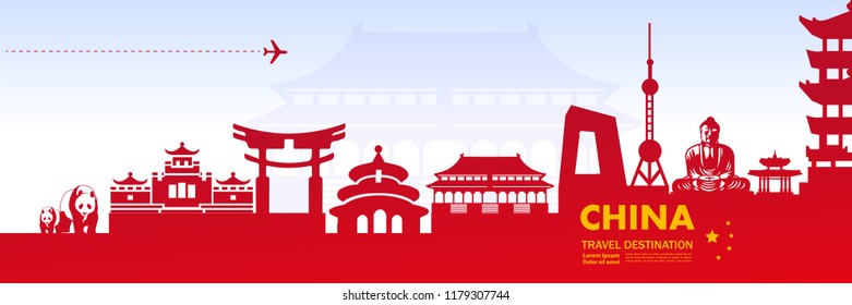 China Travel Destination Vector.
