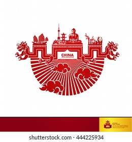 China travel destination vector concept