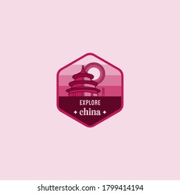 China travel emblems. badge illustration