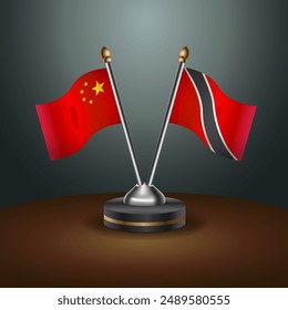 China and Trinidad and Tobago table flags relation with gradient backgrund