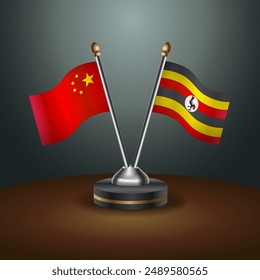 China and Uganda table flags relation with gradient backgrund