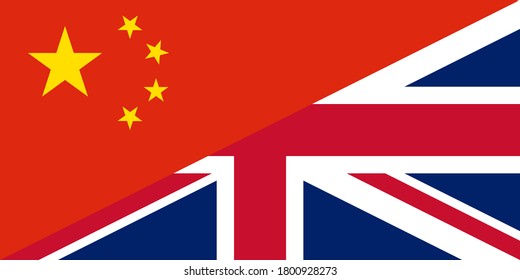 china and united kingdom flag. proportion 1:2