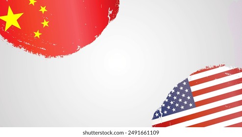 china and united states flags background, banner, wallpaper for text. American Chinese Cooperation, partnership, trade, competition, import duty template web space for text