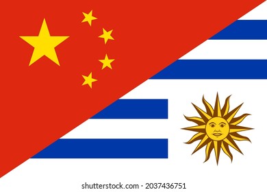 china and uruguay flags. vector illustration
