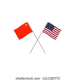 China and Usa flags