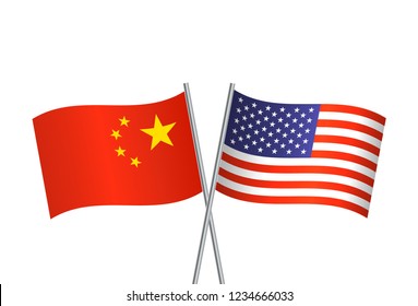 China and USA trade war concept. Business global exchange tariff international economy. Chinese and USA flag illustration.