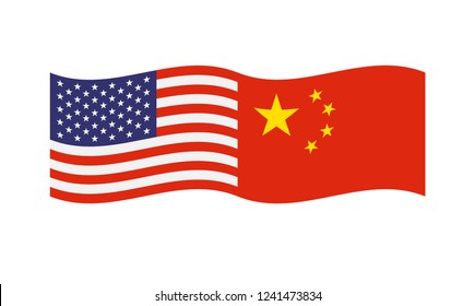 China and USA trade war concept. Business global exchange tariff international economy. Chinese and USA flag illustration.