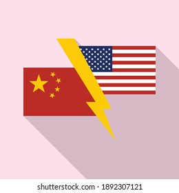 China Usa Trade War Icon. Flat Illustration Of China Usa Trade War Vector Icon For Web Design