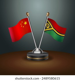 China and Vanuatu table flags relation with gradient backgrund