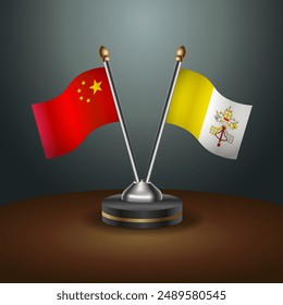 China and Vatican City table flags relation with gradient backgrund