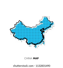 China vector country map. Map outline with dots.