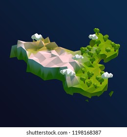 China Vector Low Poly 3D Cartoon Map