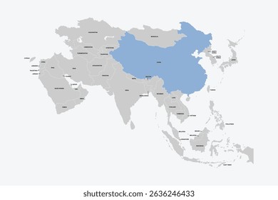 China vector map, Asia map Silhouette isolated on white background. for website layouts, background,education,travel worldwide, map silhouette and earth geography
