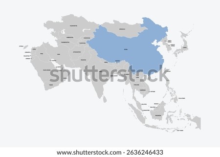 China vector map, Asia map Silhouette isolated on white background. for website layouts, background,education,travel worldwide, map silhouette and earth geography