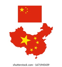 China vector map illustration and flag | EPS 10