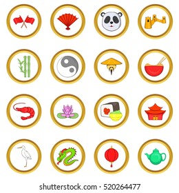 China vector set in cartoon style isolated on white background