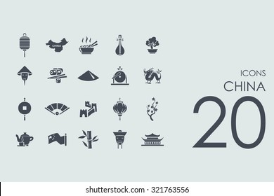 China vector set of modern simple icons