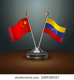 China and Venezuela table flags relation with gradient backgrund