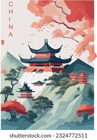 China vintage poster design concept