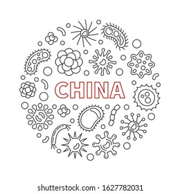 China Virus or Coronavirus vector concept outline round illustration