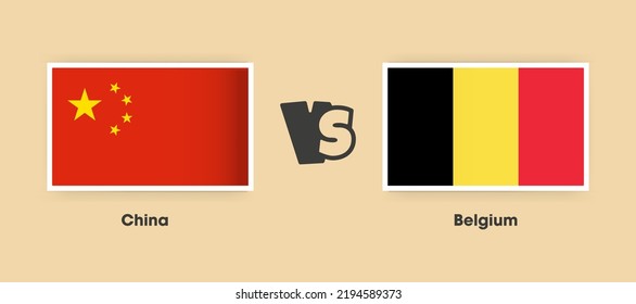 Banderas de China contra Bélgica colocadas una al lado de la otra. Banderas nacionales creativas y elegantes de China y Bélgica con antecedentes